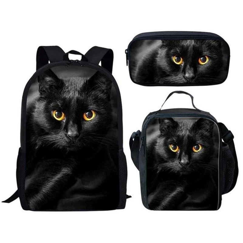 

Popular Youthful Cat 3D Print 3pcs/Set Student Travel bags Laptop Daypack Backpack Lunch Bag Pencil Case