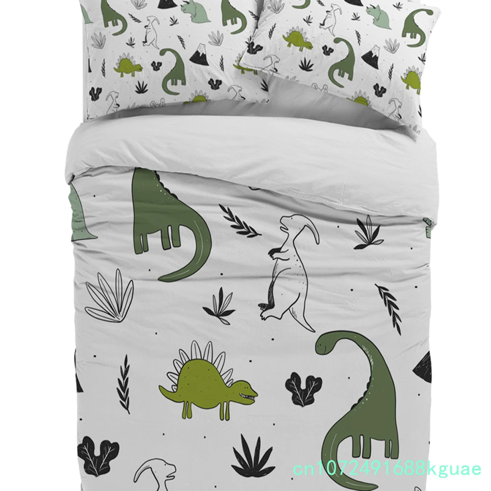 Animal Green Dinosaur Plant Duvet Cover Bed Bedding Set Home Textile Quilt Cover Pillowcases Bedroom Double Bedding Set No Sheet