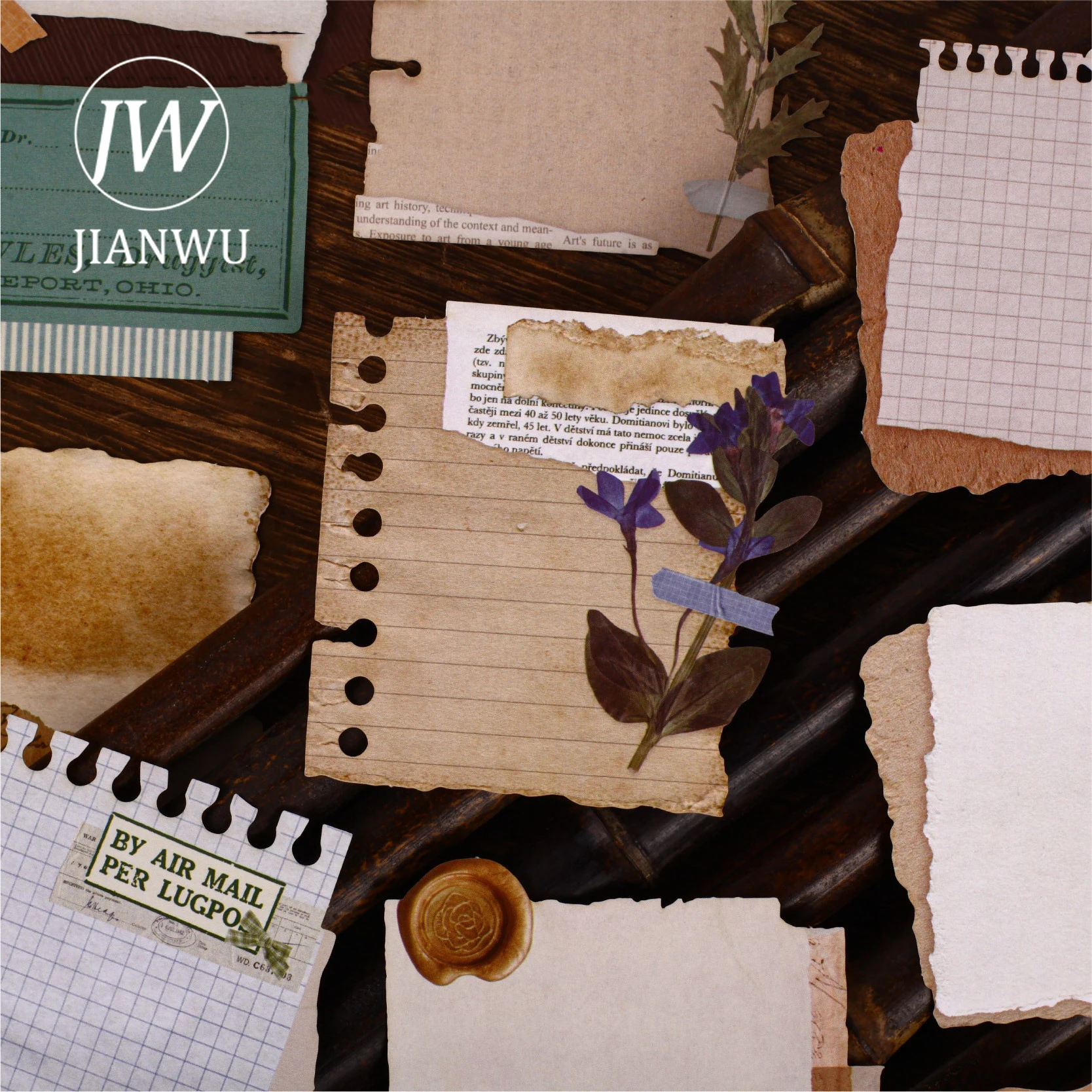 

JIANWU Trace Series Vintage Plant Note Landscape Material Collage Scrapbooking Sticker Creative DIY Journal Stationery