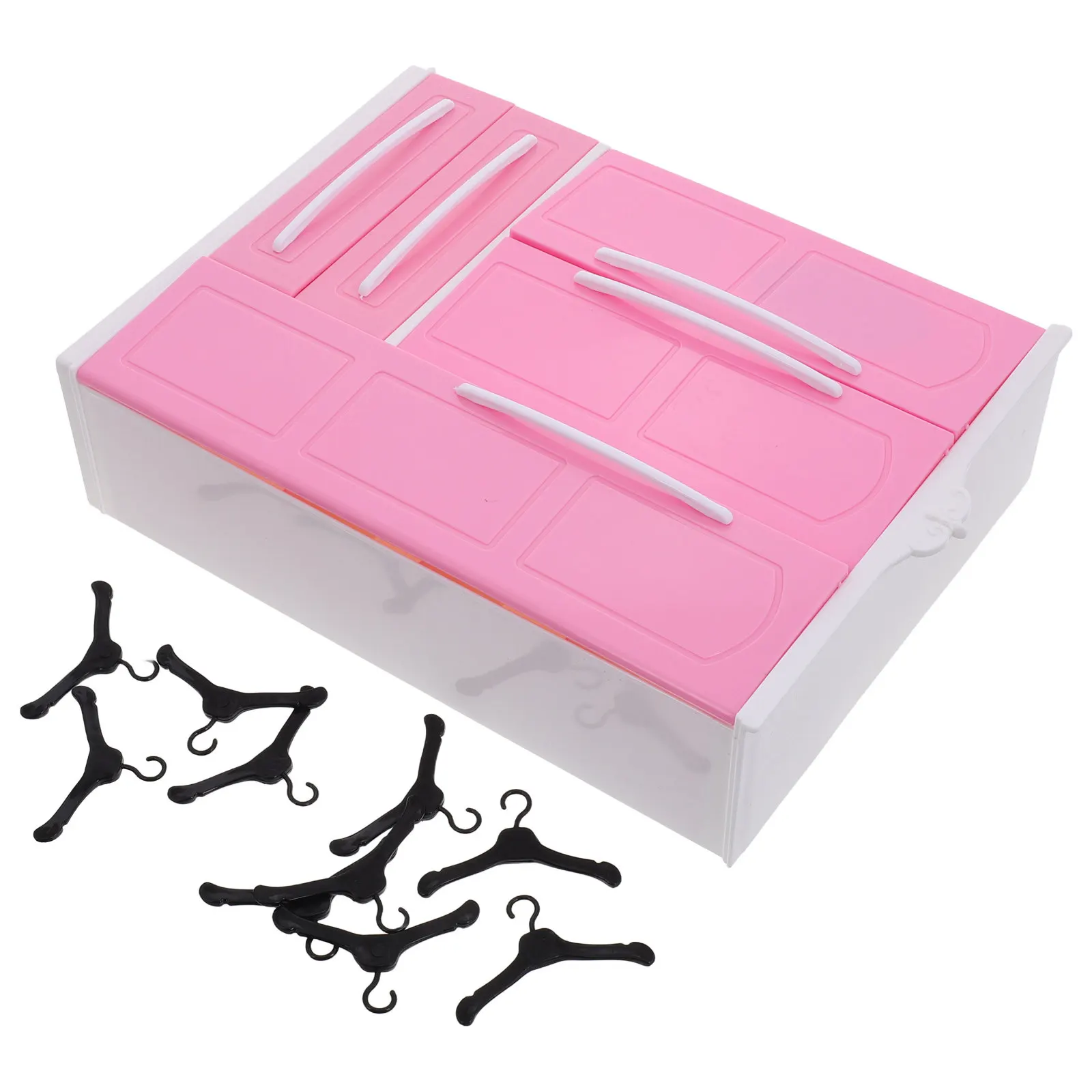 

Миниатюрный шкаф для кукольного домика с местом для подвешивания и полками, мебель для хранения одежды кукол, органайзер