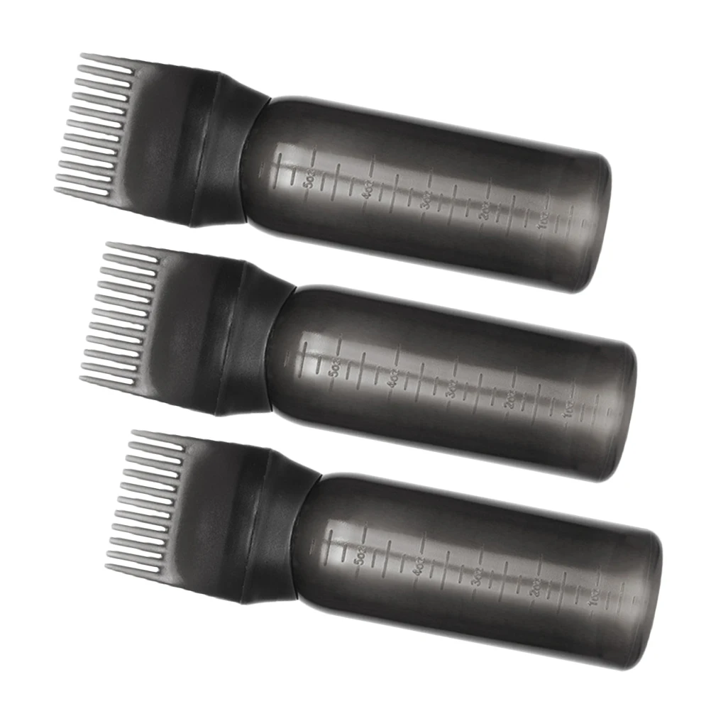 3 szt. 160ML Czarna Butelka na Szampon Olejek do Włosów Aplikator Grzebień do Farbowania Salon Domowy Lekki Przenośny Wielokrotnego Użytku Plastik