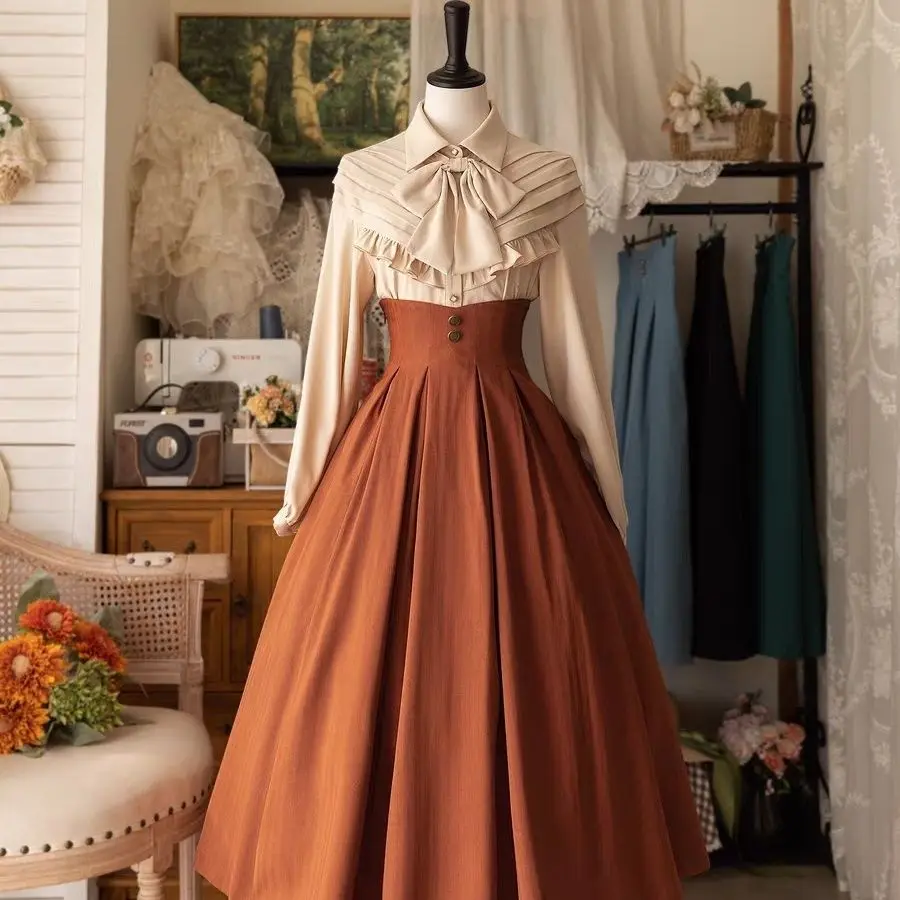 Gonna solida vintage gotica da donna elegante dolce Y2k con bottoni gonne a trapezio sottili gonna da festa alla moda giapponese chic