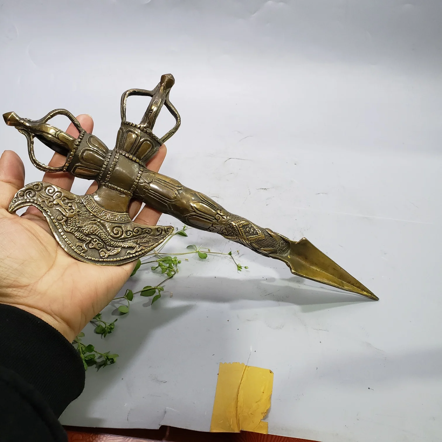 12inch-tibetan-collectible-old-handwork-cooper-buddhist-sword-ritual-statue