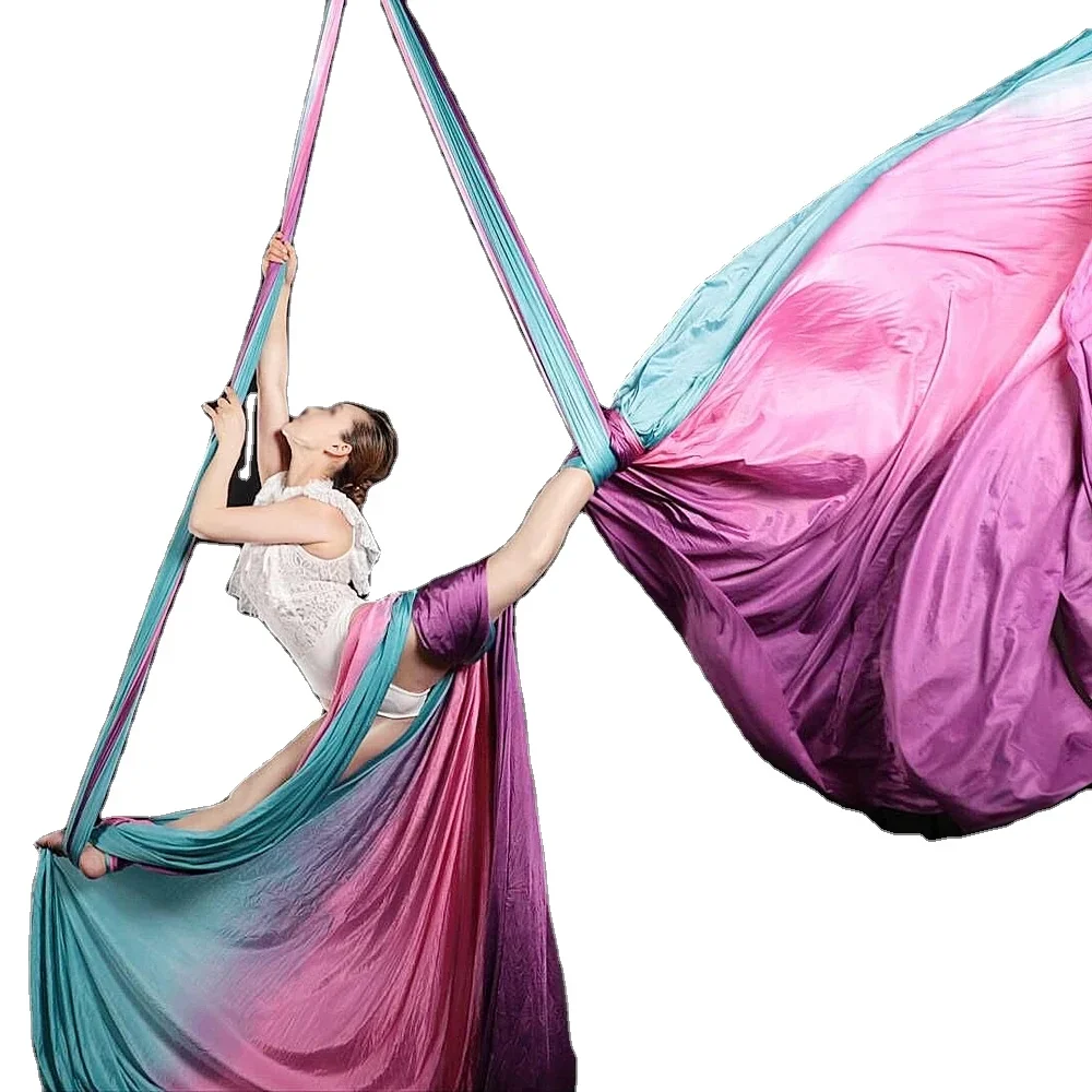 High Quality 13.2M Aerial Silk Gradational Colors Aerial Yoga Anti gravity Flexibility Core Strength Active Yoga Hammocks