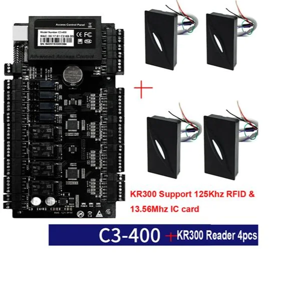 TCP/IP アンプ、4x NFC リーダーを備えた RS485 IP ベースのアクセス制御システム - Wiegand 26/34、KR300 アンプ C3-400 パネル マルチプロトコル サポート