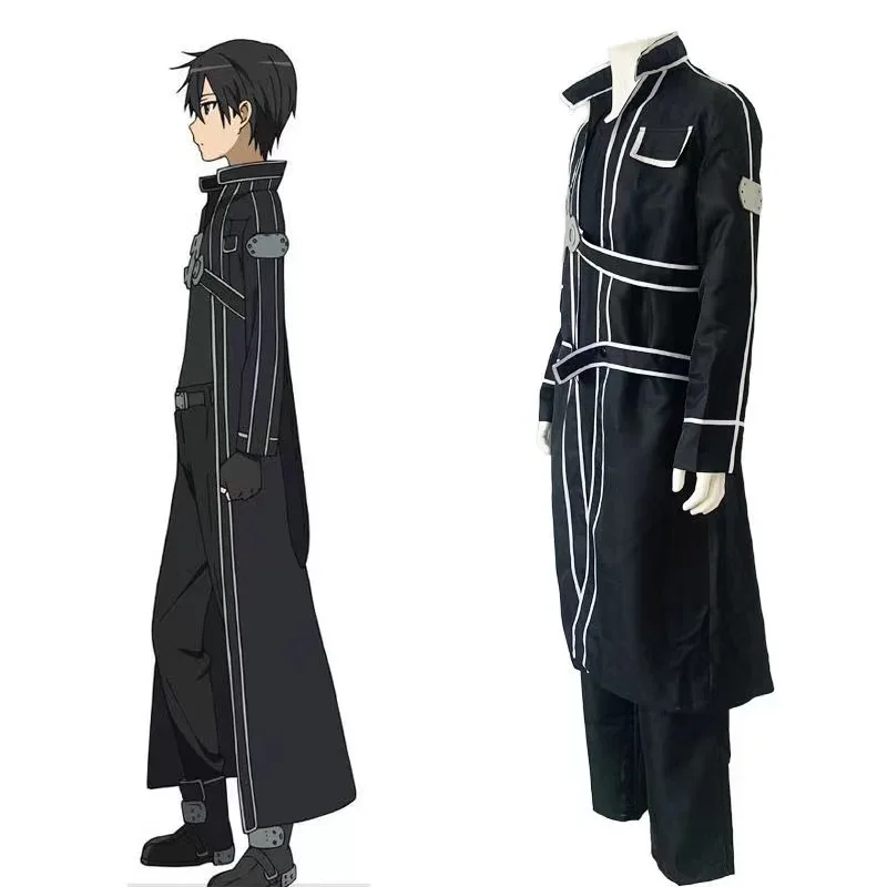 Game Sword Art Online SAO Kirigaya Kazuto Robe Cosplay Costume Long Overcoat Trench Coat Eugeo cosplay Adult Full Men Set