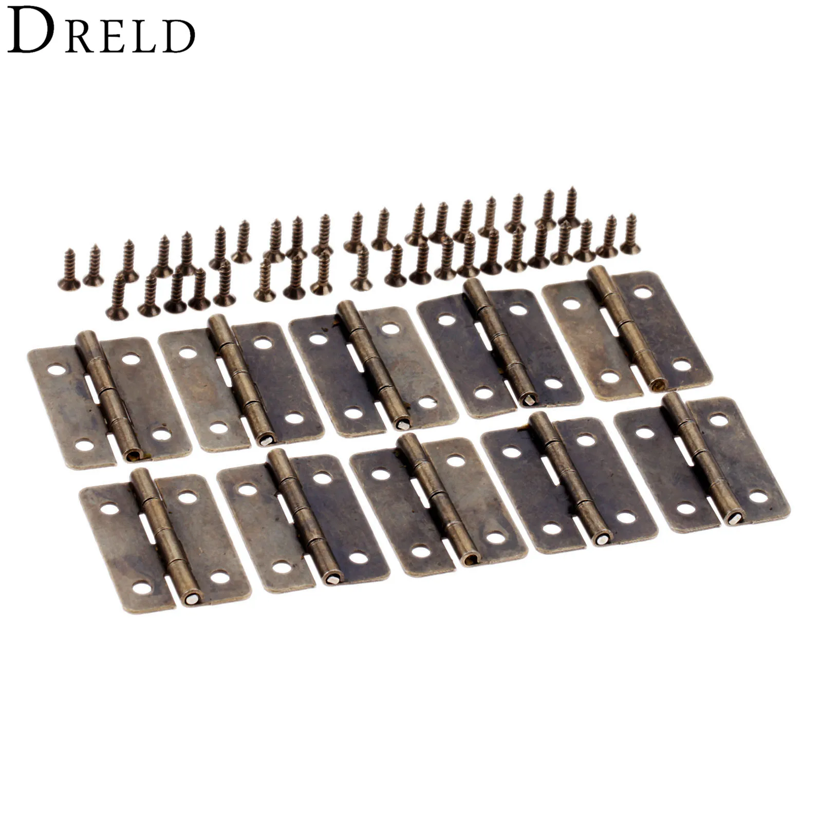 DRELD 10pcs 30*21mm Antique Bronze Cabinet Hinges Furniture Decoration Door Drawer Decorative Mini Hinge For Jewelry Wooden Box