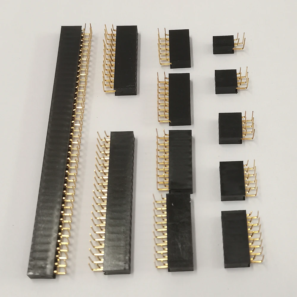 2,54 mm Rastermaß, zweireihige, rechtwinklige Buchsenleiste, 90-Grad-Biegestift-Steckverbinder, 2x2P/3/4/5/6/7/8/9/10/12/20/40P PCB-Buchse – Detail 5