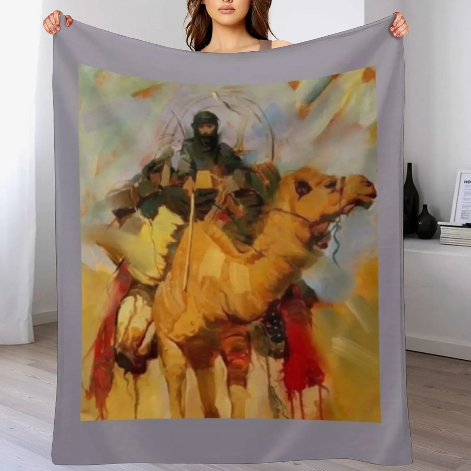 Camel rider in the desert Throw Blanket Warm Throw Blanket Gift for Anniversary