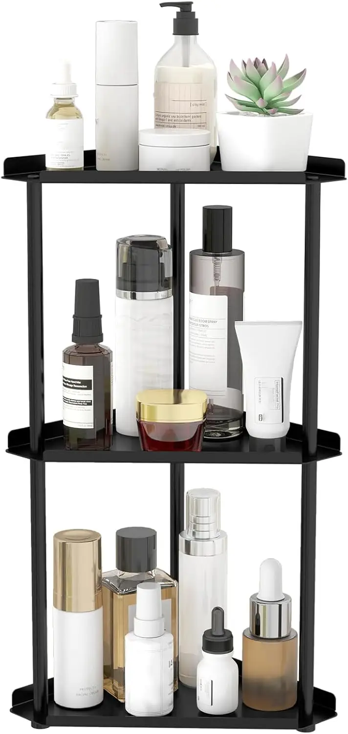 

3-Tier Bathroom Counter Organizer, Black Vanity Shelf for Skincare & Makeup