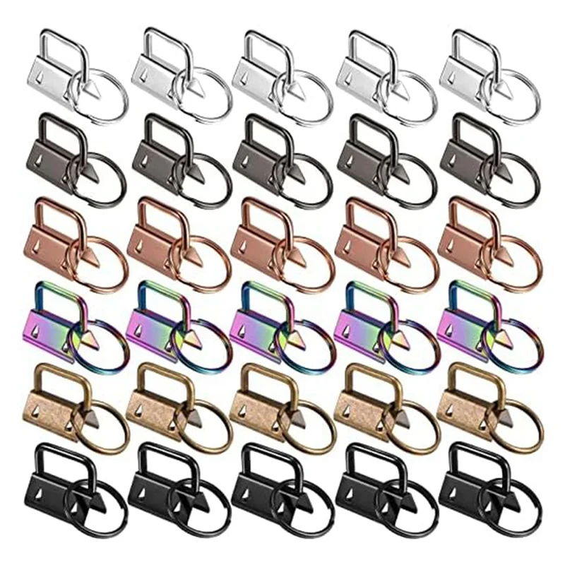 

180 Pcs Key Fob Hardware 6 Colors Keychain Fob Wristlet Hardware with Key Ring Key Fob Chain Hardware 1 Inch