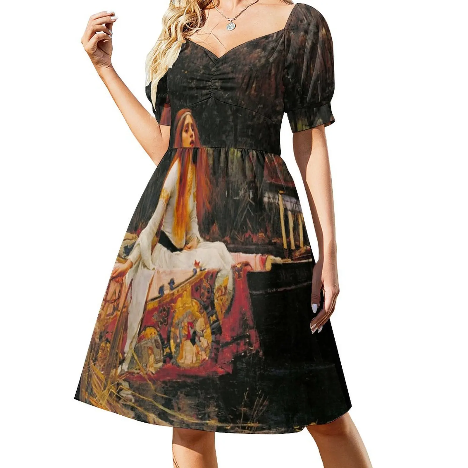 John William Waterhouse - The Lady of Shalott Short Sleeved Dress Woman's evening dress ladies dresses for women 2025 Dress