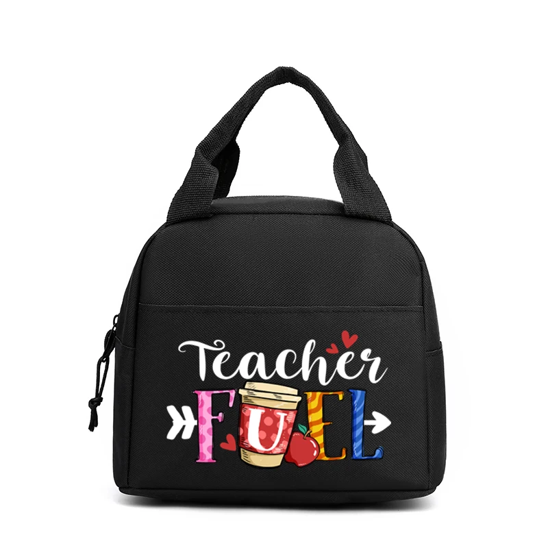 Blessed Teacher Print Women Men Lunch Bag Fashion Apple Pencil Globe Portable Insulated Bags School Multifunctional Food Handbag