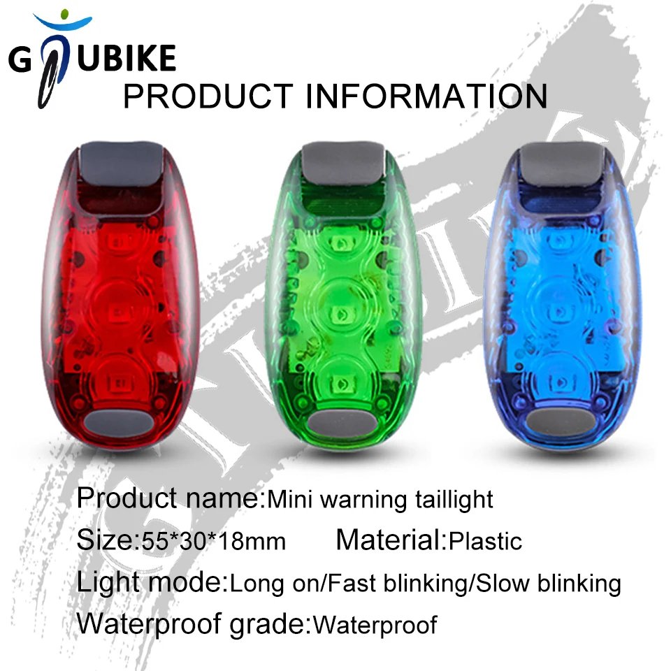 GTUBIKE Cycling Night Light Bicycle LED Safety Bike Tail Light Runner Running Walking Helmet Backpack Flashing Warning Rear Lamp