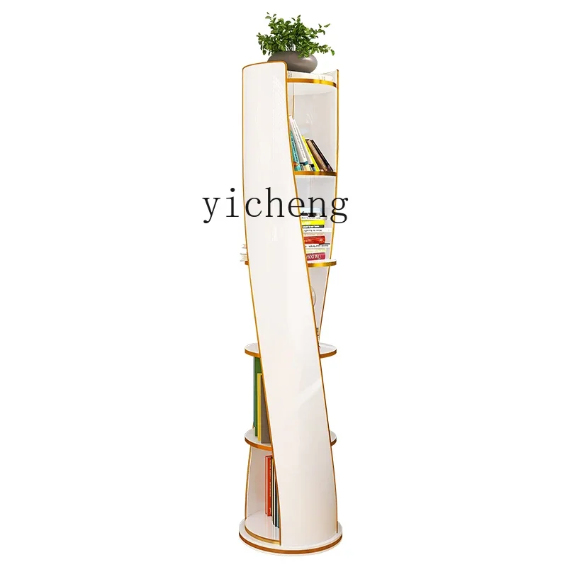 ZK light luxury creative rotating vertical cabinet narrow cabinet under the stairs storage living room bookshelf floor