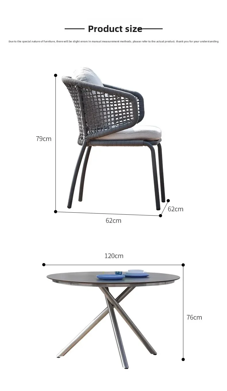 Tavolo e sedia da cortile per villa per il tempo libero in tre pezzi sedia da giardino in rattan combinazione tavolo da tè hotel B & B balcone rotondo