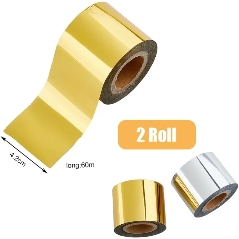 1Bag 2 Roll Hot Foil Stamping Paper Heat Transfer Foil Papers Golden and Silver Sublimation Foil Transfer Sheets for Card Making