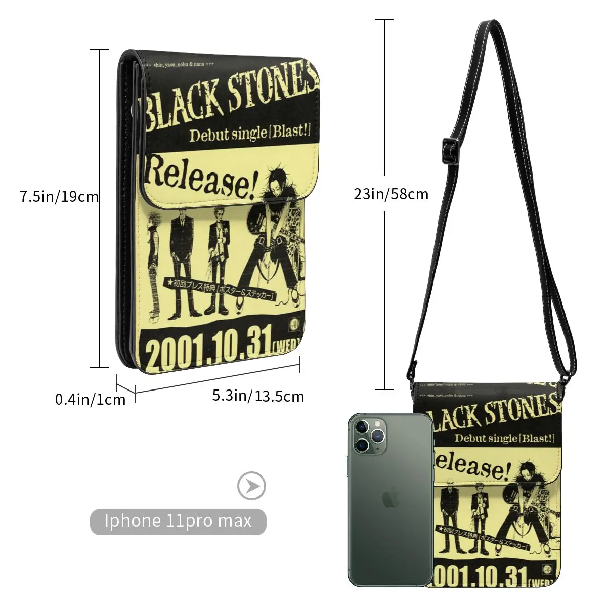 Black Stones Concert Nana Leather Small Cell Phone Purse Merchandise Bonito Feminino Mini Ombro Bag Card Case Durable