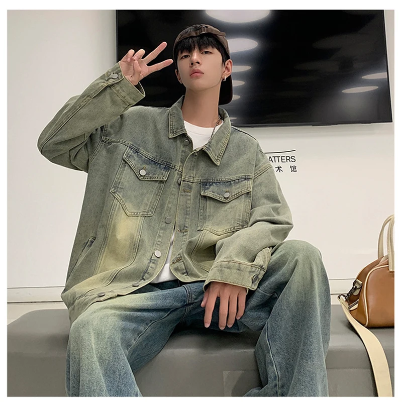 Autumn Men American Fashion Motorcycle Vintage Jeans Jackets Hommes Slim Fit Cotton Hip Hop Casual High Street Coats Streetwear