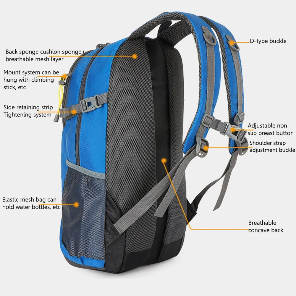 40L Large Travel Backpack Men Capacity Casual Man Women Outdoor Bag Waterproof Mountaineering Cycling Bag Hiking Sports Backpack