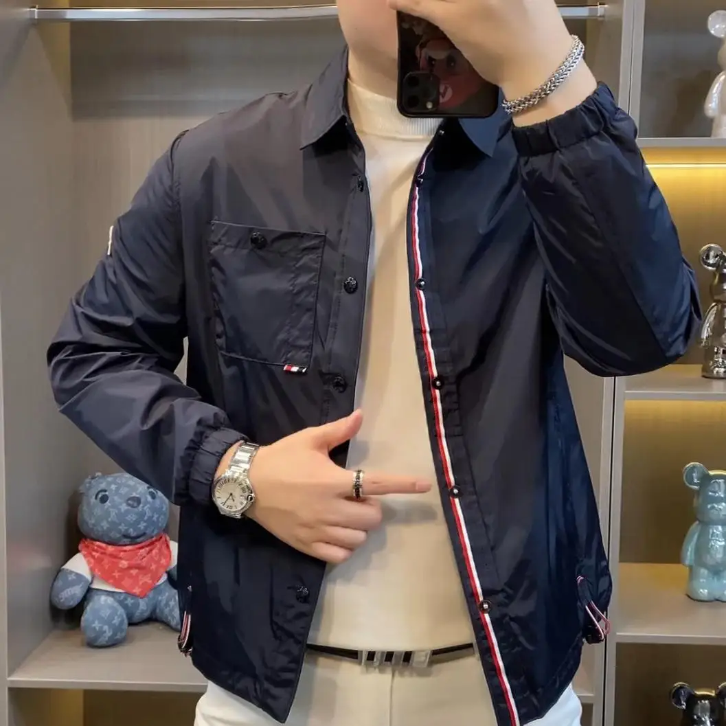 

Мужская повседневная модная куртка в клетку, осенняя новинка, легкая, роскошная, деловая, всесезонная, с отложным воротником