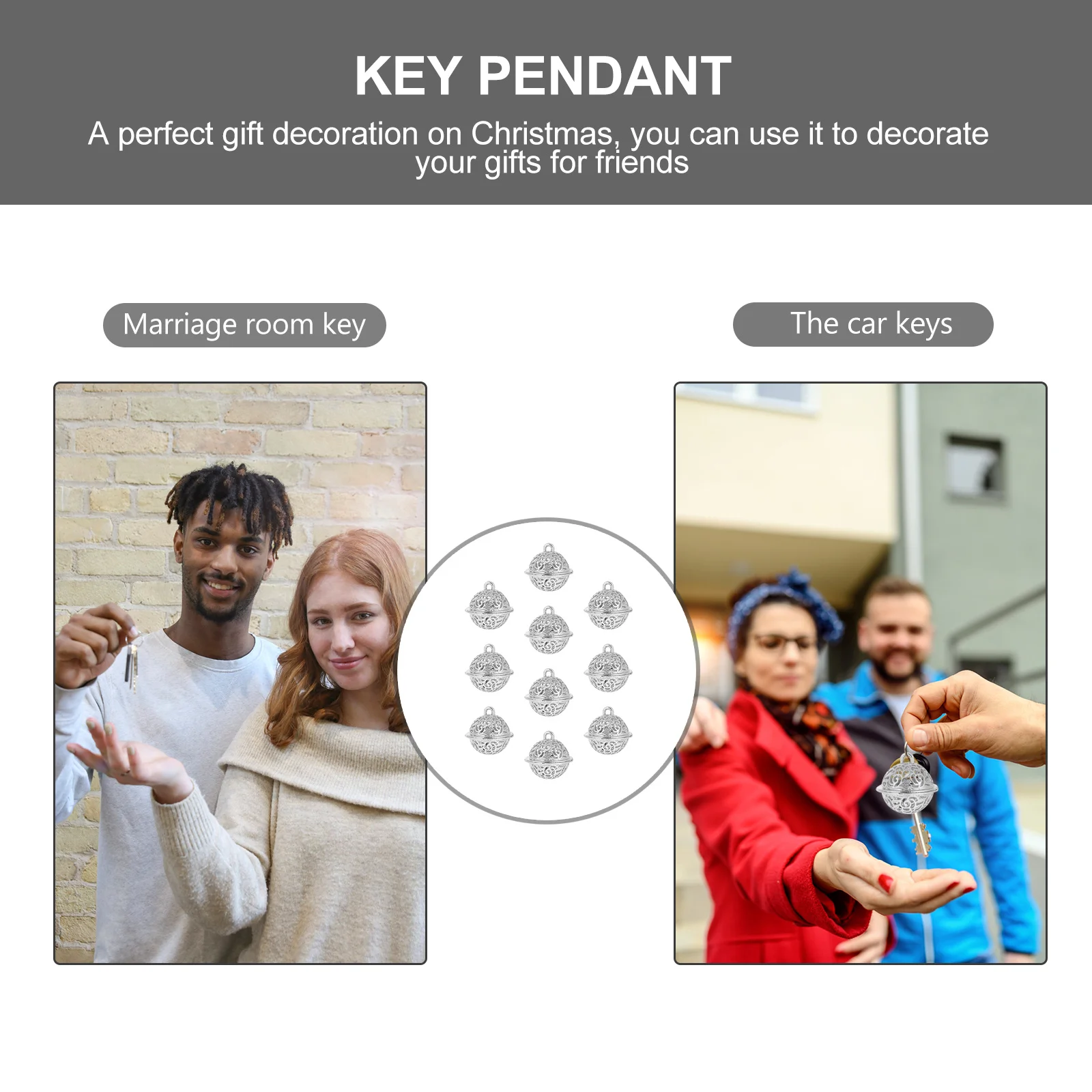 

10Pcs Tin Alloy Hollow-Out Electroplated Bells Christmas Decoration Bell Pendant Key Chain Bag Hanging DIY Craft Accessory