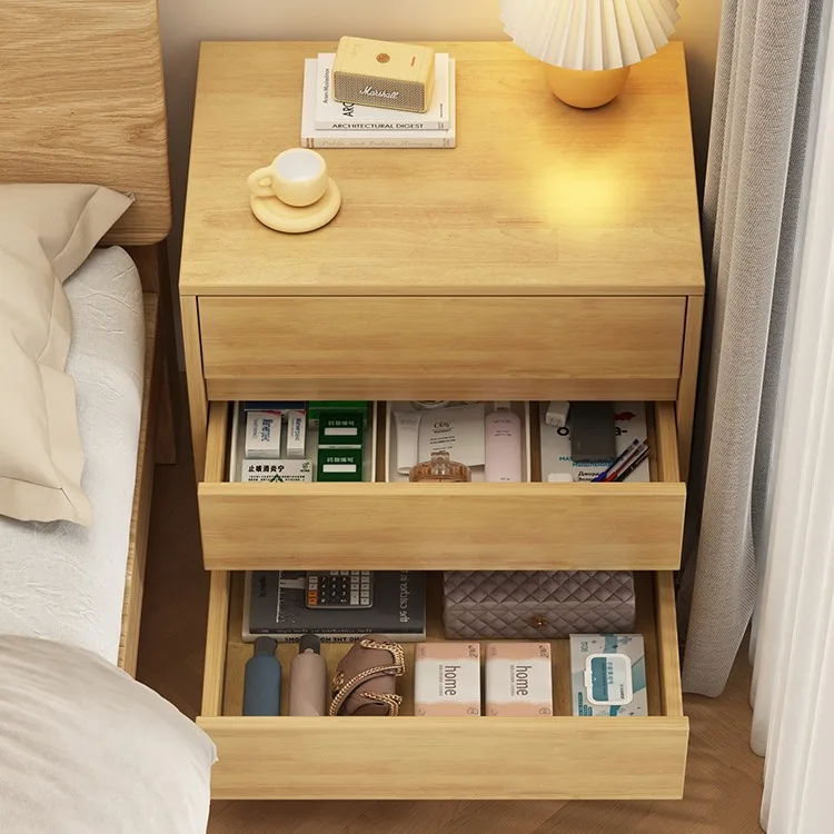 

3 Drawer Nightstand with Charging Station Modern Dressers Bedside Tables with Wood Legs Wood and Table Night Stand with Walnut