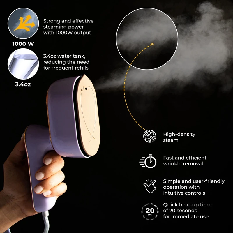 A98E-2-In-1 Portable Iron&Steamer For Clothes-Handheld Travel Steamr Iron Garment Steamer Fabric Wrinkle Remover