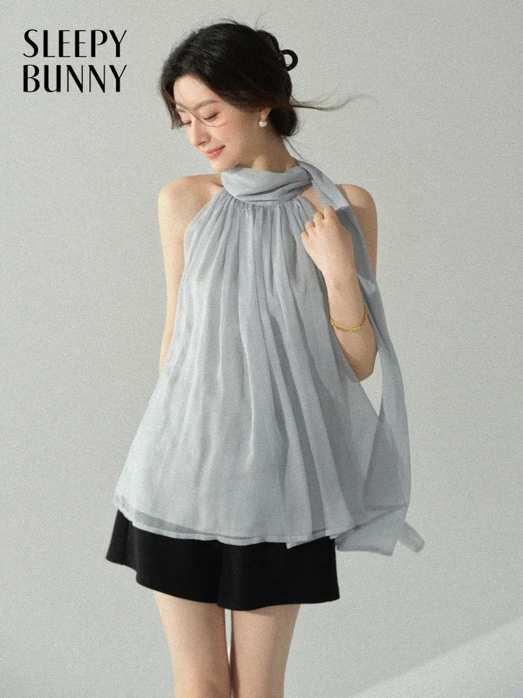

Women Halter Top Shorts Set Sleeveless Blouse High Waist Shorts Elegant Flowing Two Piece Outfit Summer Casual Chic Design Lady