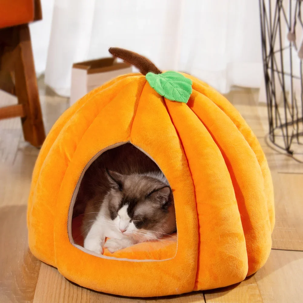 

Indoor Cat Bed,pet Bed ,Cute Pumpkin Shaped Cat Tent with Removable Cushion, Suitable for Kitten Cats and Small Dogs