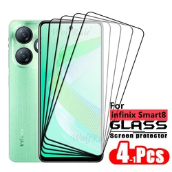 1/2/3/4PCS Full Cover Glass For Infinix Smart 8 Glass Infinix Smart 8 Protector Full Cover Glue Tempered Glass Infinix Smart 8