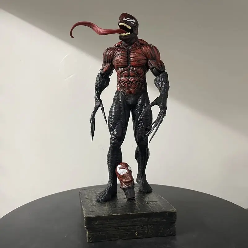 Venom symbiote 26cm figura de ação brinquedos com 2 cabeças substituíveis esculturas estátua de veneno modelo boneca ornamentos colecionáveis presente de natal