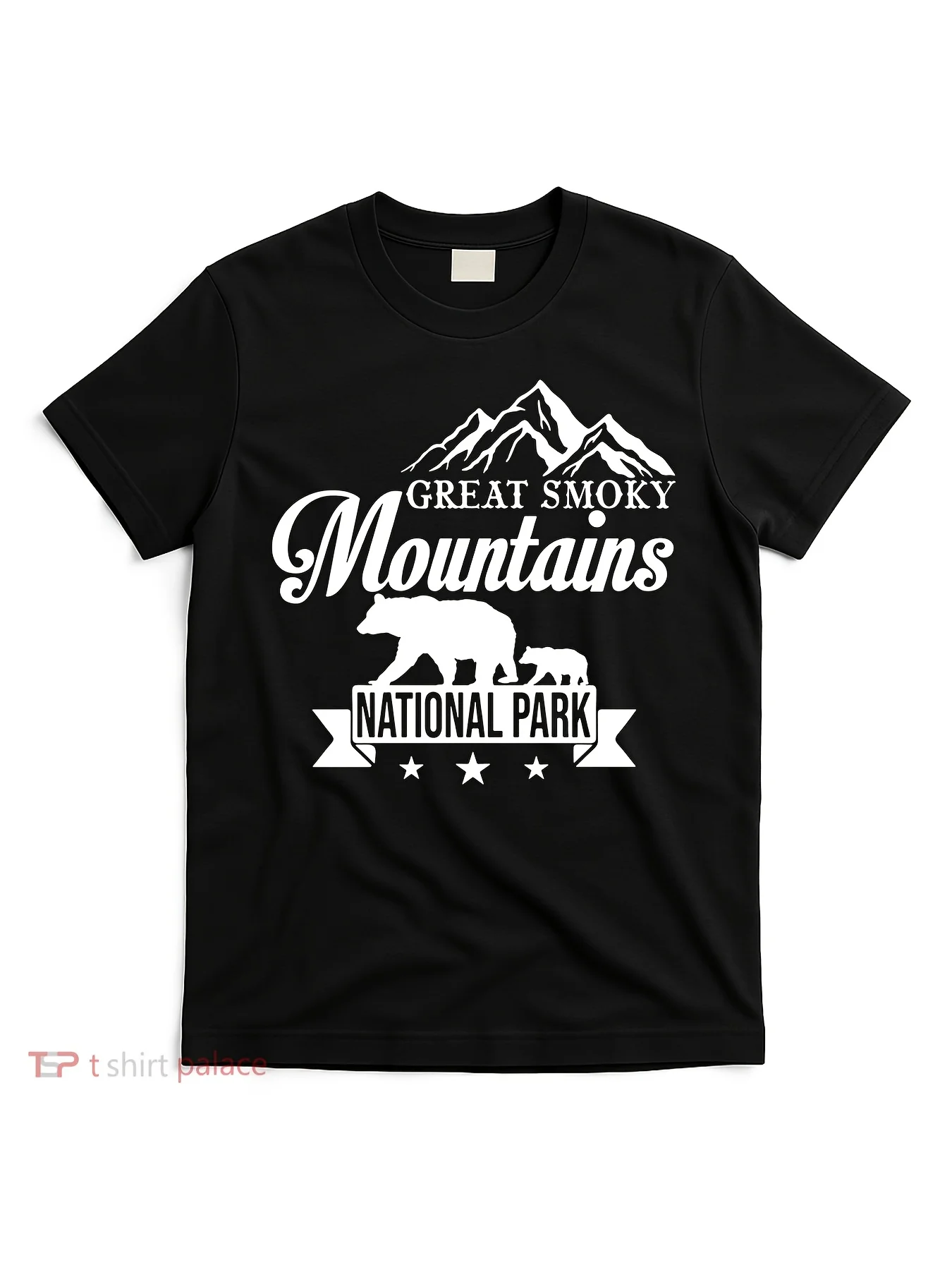 Vintage Men's Black Graphic T-Shirt Mountain Bear Cub Forest Wildlife Scenic Typography Print 100% Cotton Heavyweight Short Sleeve Casual Streetwear Tee