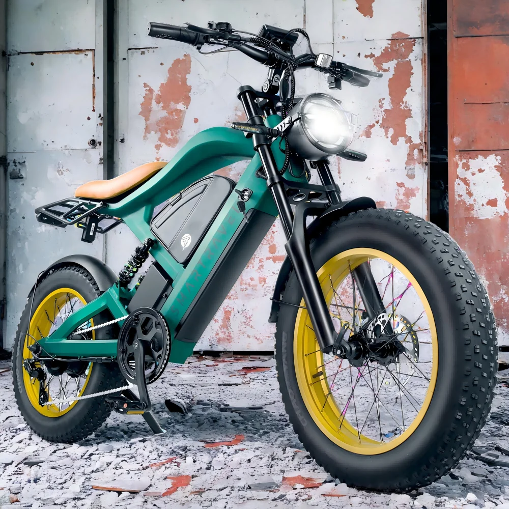 

SMARTRAVEL ZM22 Двухмоторный электрический велосипед Максимальная скорость 40 миль в час с диапазоном 90 миль, 7-скоростные шестерни для взрослых, 20 x 4 дюйма, толстая шина