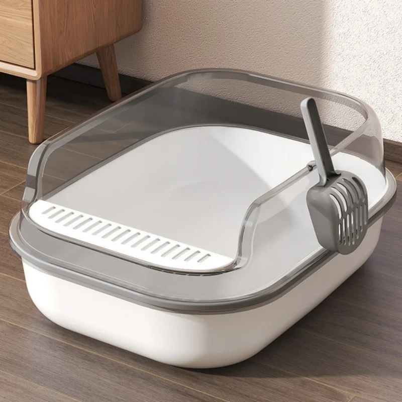 Semi-enclosed Cat Litter Box Large Capacity Pet Sandbox Splashproof Cat Tray Cat Toilet Cleaning Bath Basin Supplies