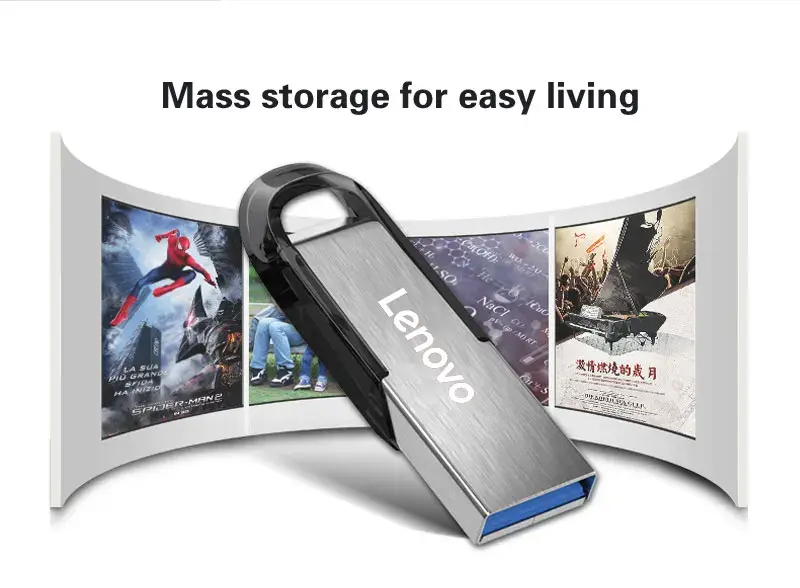 لينوفو يو إس بي عالي السرعة فلاش درايف معدني 512GB 256G 128GB ذاكرة محمولة لبطاقة شبكة شاومي USB3.1 - 6