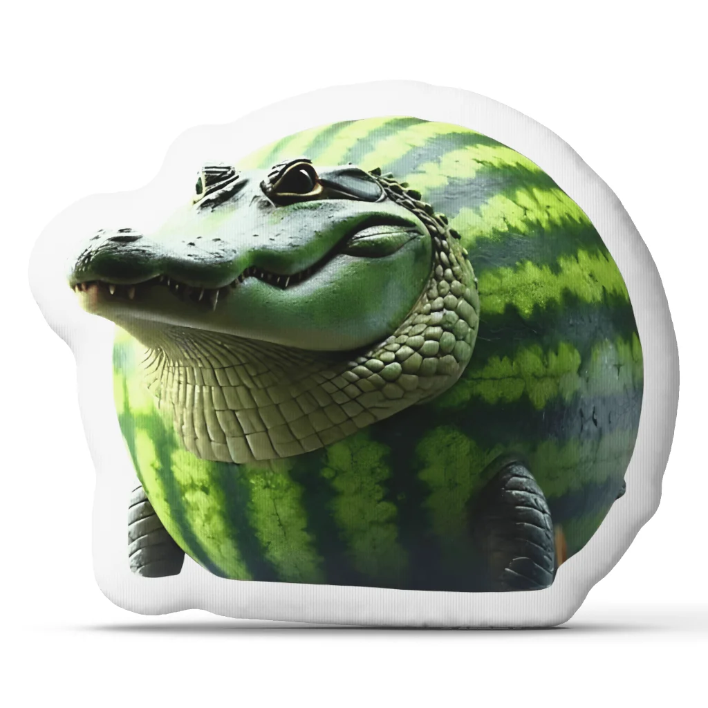 Glorbo Fruttodrillo Italian Brainrot Crocodile Watermelon Shaped Pillow Stuffed Cushion Throw Pillow Sofa Home Decor Gift