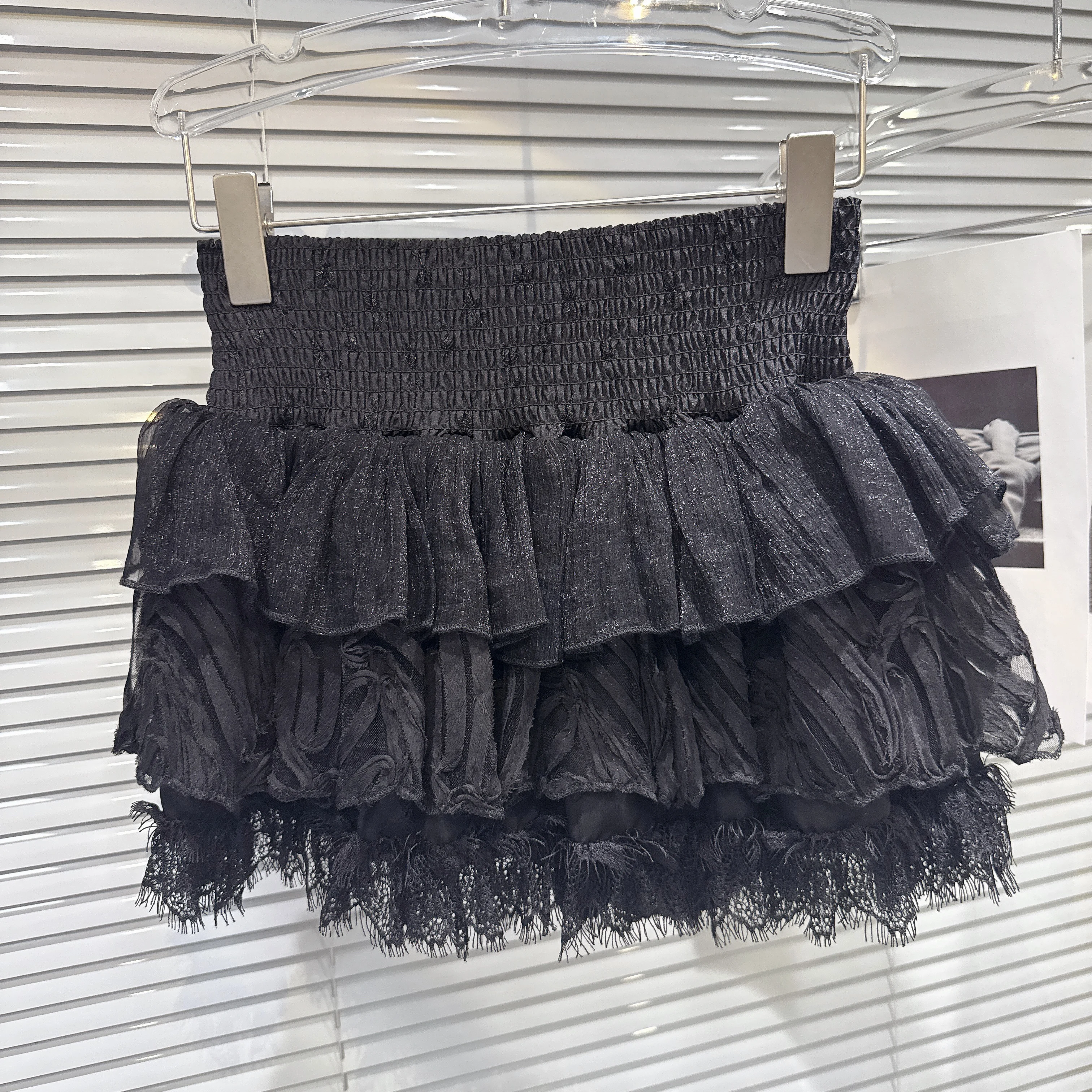 2025年秋新作 高級ツイードメッシュスリーブショートジャケットトップ、メッシュレイヤードスカート、女性用セット、別売り