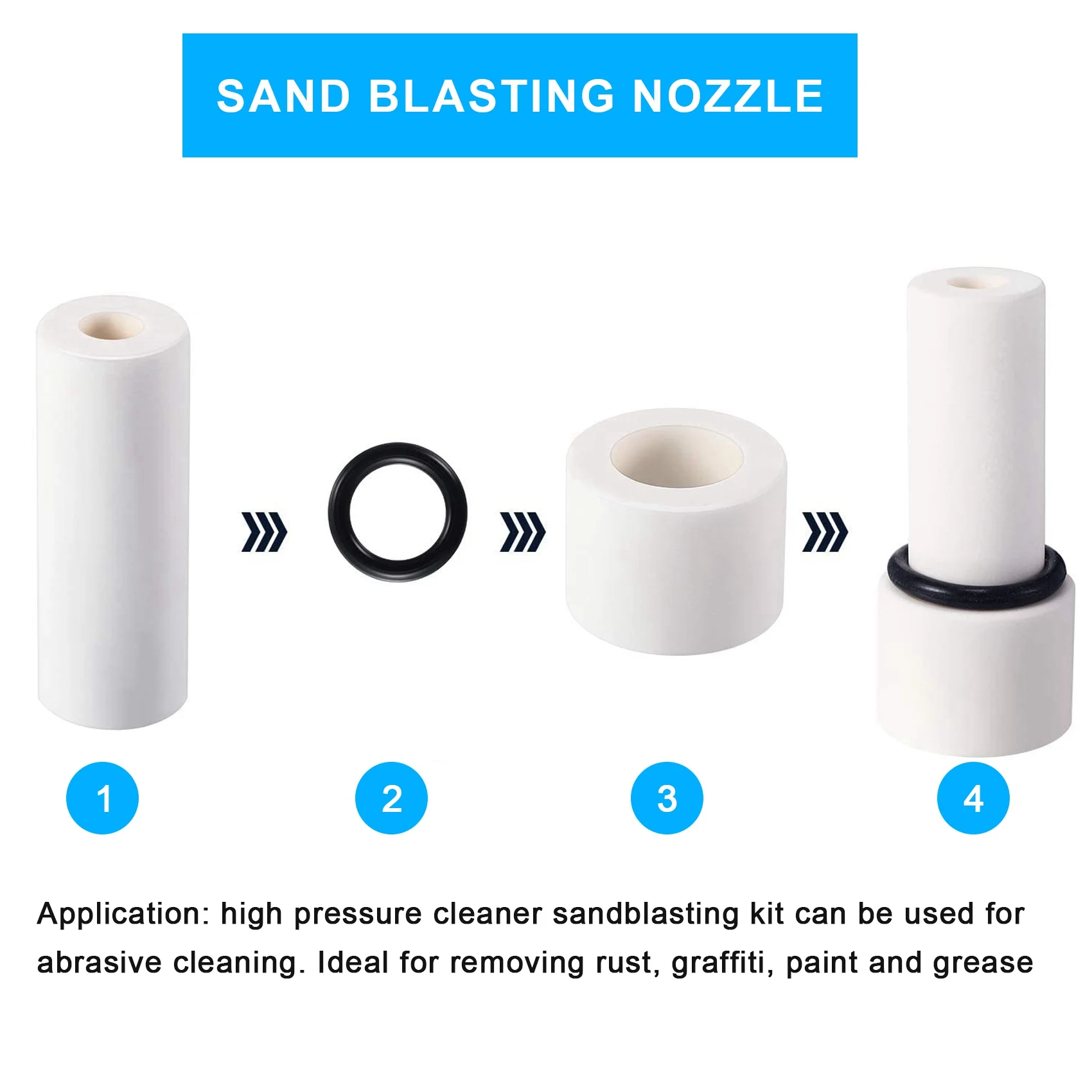 Pressure Washer Sandblasting Nozzle Tip, Replacement Wet Sandblaster Attachment, 5000