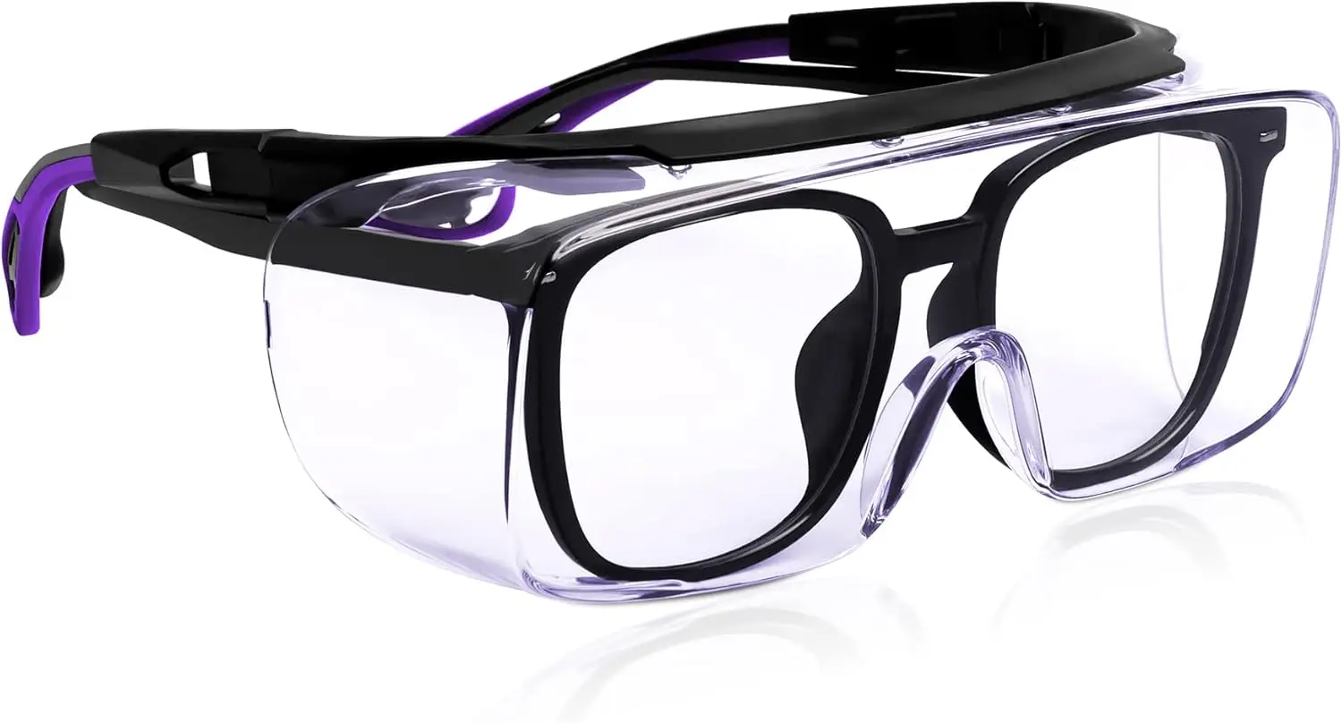 Safety Glasses Fit Over Eyeglasses, Anti-Fog & Scratch Resistant Lenses ,Use In Lab,Woodworking