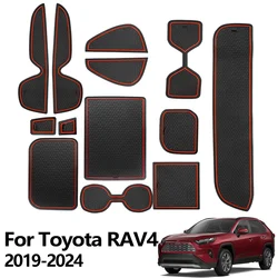 For Toyota RAV4 Car Door Slot Mats Non-Slip Car Gate Groove Pads Cup Holder Coasters 2019 2020 2021 2022 2023 2024 Anti Slip LHD
