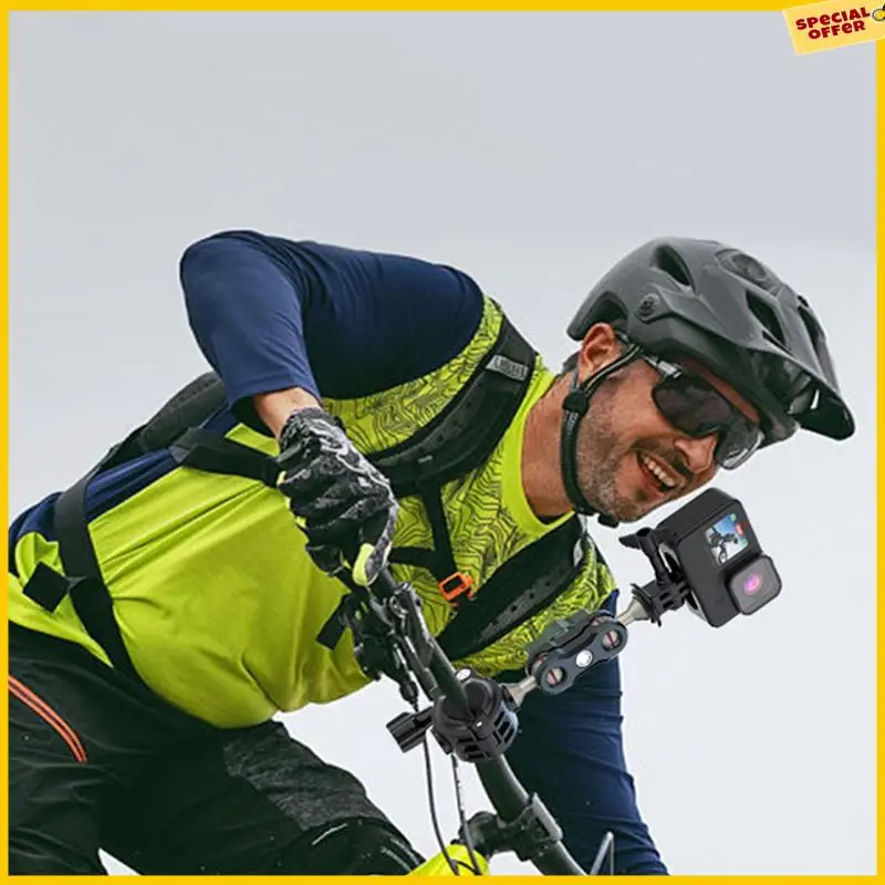 A25P دراجة نارية دراجة قوس مزدوج الكرة رئيس الذراع السحري ل Gopro 12 عمل كاميرا استبدال أجزاء الملحقات #2