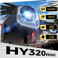 HY320 Mini 4K Portable Projector Android11 WIFI6 BT5.0 720P Native Support 1080P Video Projector Home Cinema Beam Projector HDMI