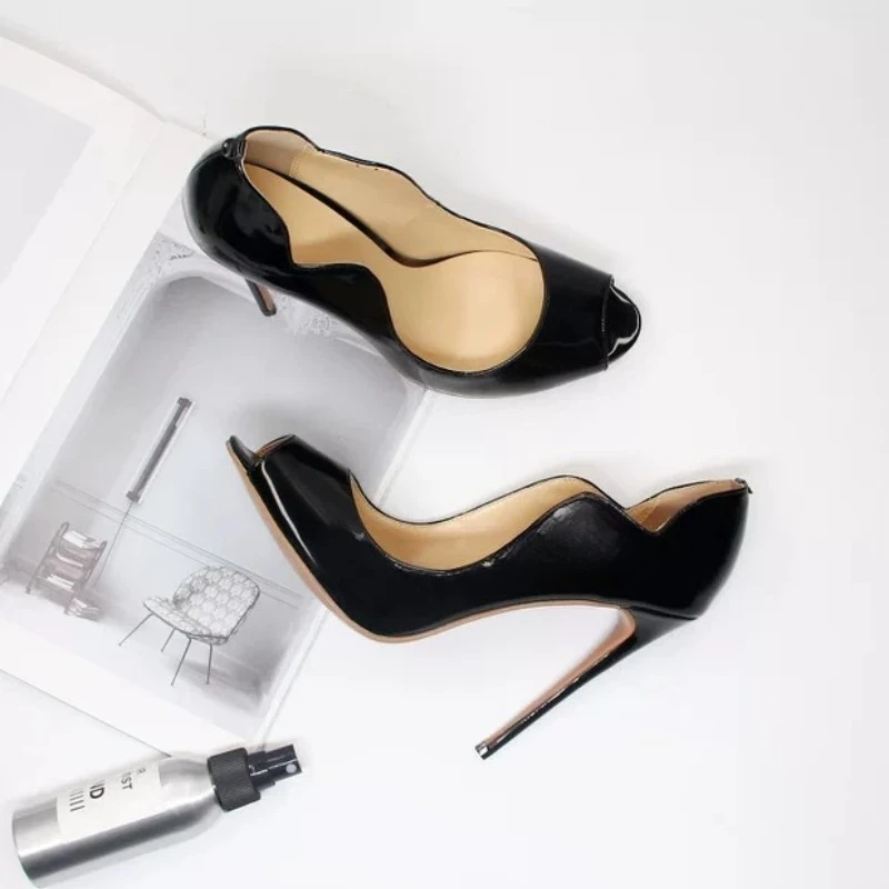 Yuejinlong Sexy 12cm Stiletto Peep Toe Pumps Scalloped Edge High Heels Plus Size 33-46 Custom Wedding Party Dress Shoes New 2026 view 5