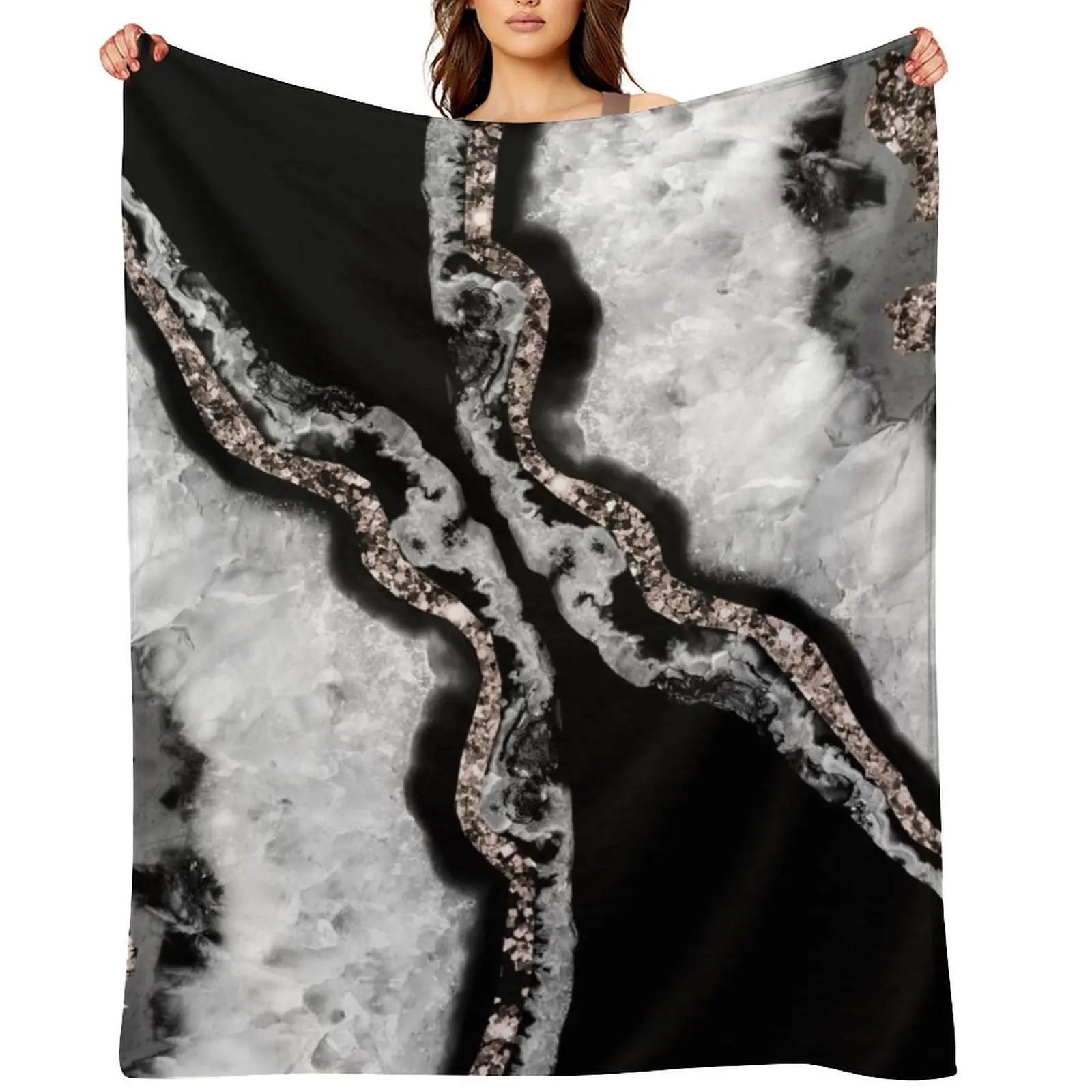 

Yin Yang Agate Glitter Glam #5 (Faux Glitter) #gem #decor #art Throw Blanket Luxury Designer anime Shaggy manga Blankets