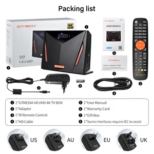 Penerima Satelit GTMEDIA V8 UHD 4K Ultra HD, Kabel DVB-S/S2/S2X+T / T2+ISDB-T+(J83.A / C)+ATSC-C (J83.B) Dengan Kotak TV Pembaca Kartu Pintar 8 tv android penjualan terbaik isdb t - №