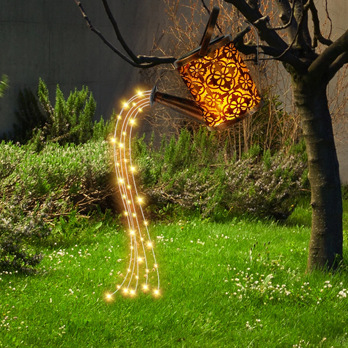 Solar Powered Watering Can Sprinkles Fairy Waterproof Shower LED Light Lantern for Outdoor Garden Lighting Courtyard decorations