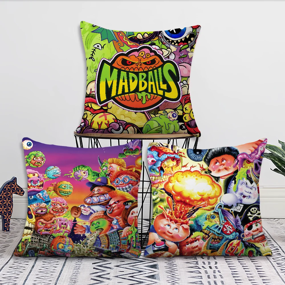 Cartoon Game Art Horror M-Madballs Skull Cushion Cover Soft Pillow Case for Sofa Living Room Home Office Decor Protective Covers