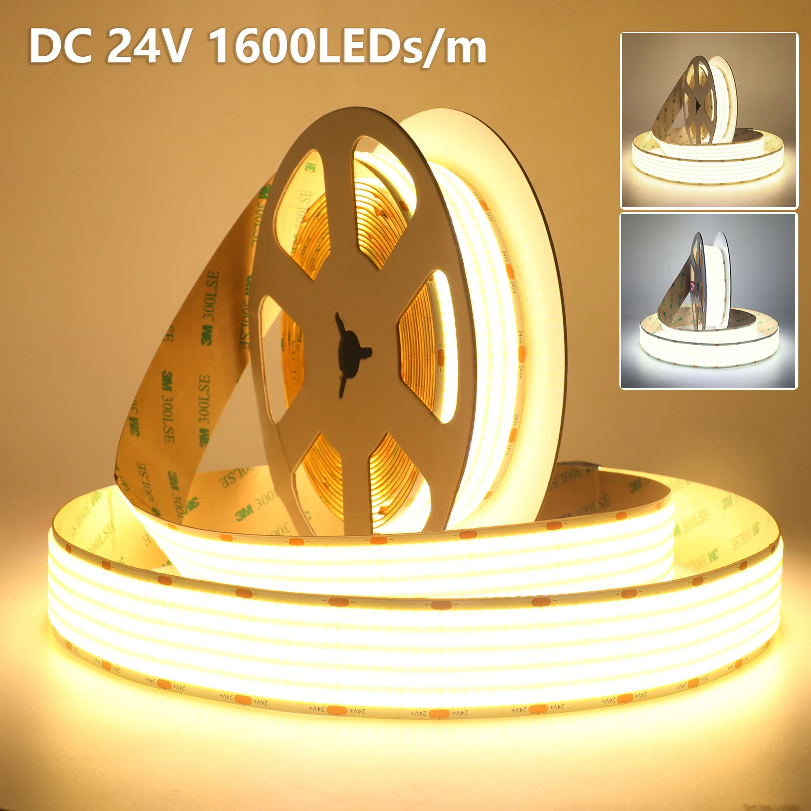 LED COB Tape 24V 1600LEDs/m High Bright 30mm PCB Width Flexible LED Tube COB Light Strip Natural Warm White Linear Lighting