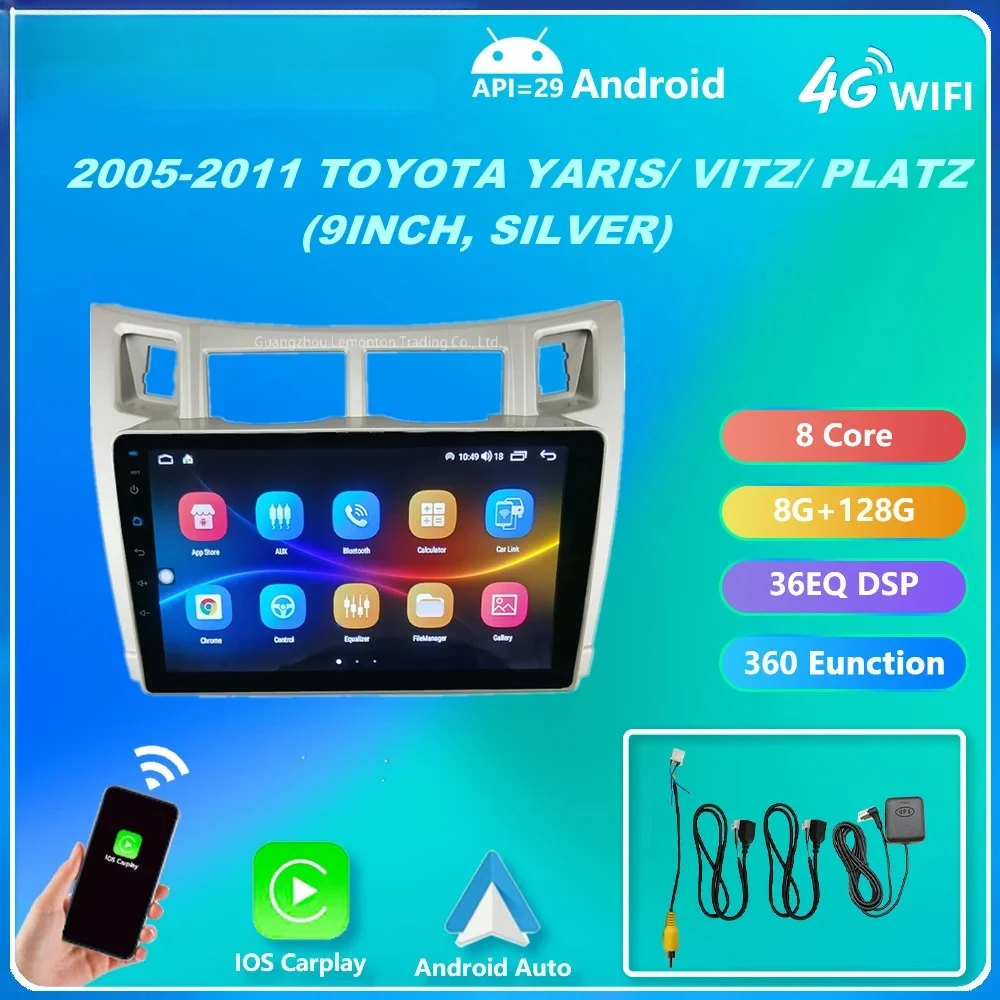 For Toyota Yaris VITZ 2005-2011 9inch Android  Multi Screen Stereo for Mini Audio Sale Steering Wheel Control Car DVD Player